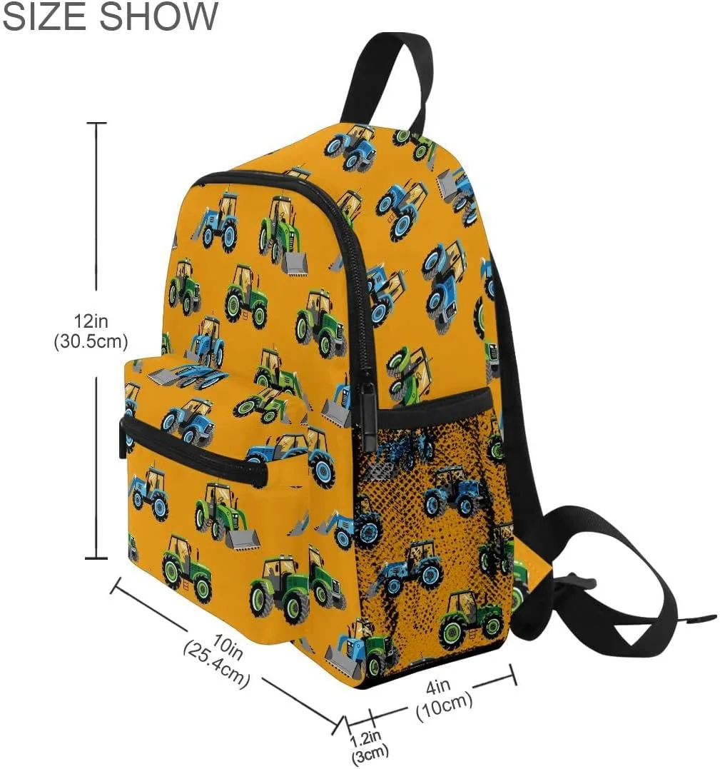 linqin Toddler Backpack for Boys Tractors Trucks Backpacks Small Bookbag for Toddler Boys Travel Bag for Kids