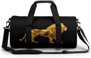 Lion Golden Novelty Large Duffel Bag Lightweight Gym Bag Travel Tote Bags