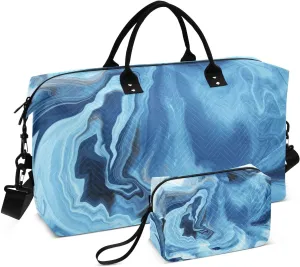 Liquid Fluid Wavy Marble Duffel Bag for Gym Yoga Weekender Overnight Quilting Travel Bag Set