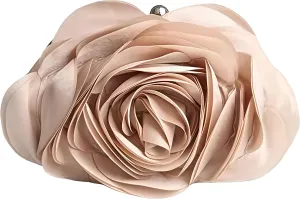 Little Floral Clutch Purse for Women, 3D Flower Evening Handbag Elegant Rose Prom Bag Wallet with Detachable Chain