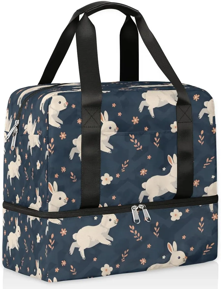 Lively Rabbits Travel Duffel Bag Dry Wet Separated Sports Tote Travel Duffle Bag Gym Workout Bag Women Travel Duffel Bag for Women, Travel, Gym, Work