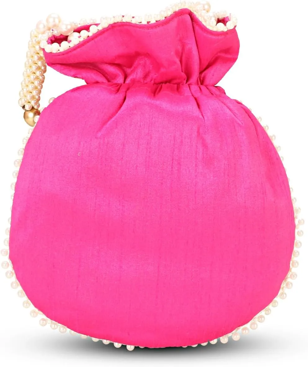 LONGING TO BUY Handcrafted Pearl and Bead Embellished Potli Bag, Potli Bag For Women