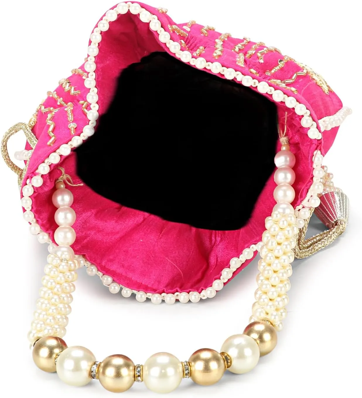 LONGING TO BUY Handcrafted Pearl and Bead Embellished Potli Bag, Potli Bag For Women
