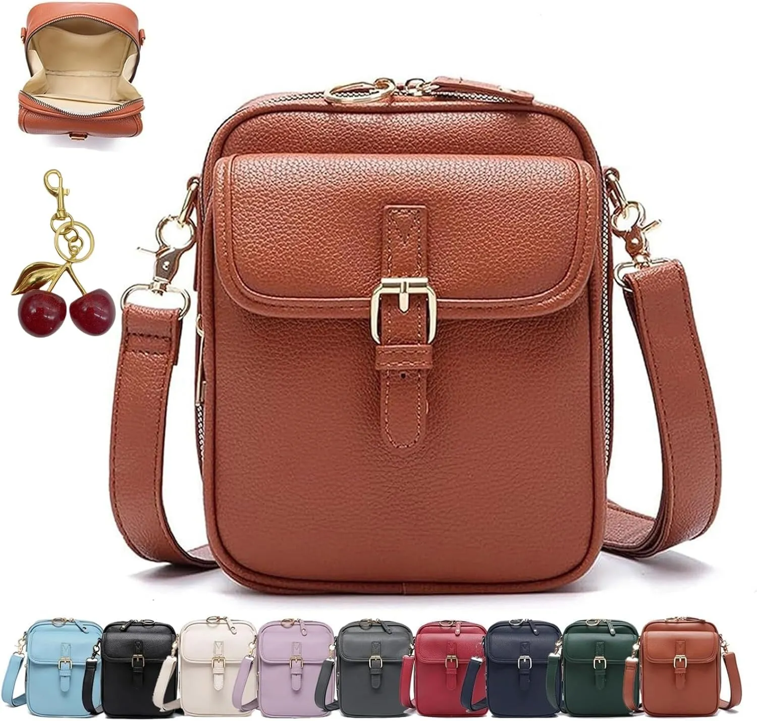 LONGLUAN Collaborate Crossbody Leather Bag, Collaboraten1 Crossbody Leather Bag, Vegan Corium Crossbody with Card Slots