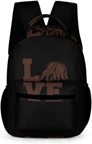 Love Giant Anteater Cute Backpack Travel Work Bag with Water Bottle Pocket Adjustable Padded Shoulder Straps Daypack