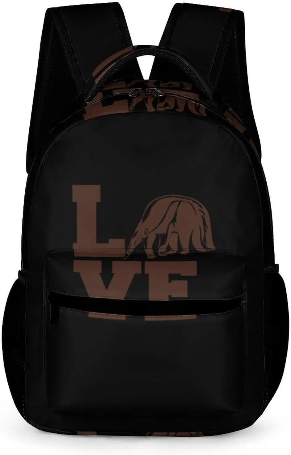 Love Giant Anteater Cute Backpack Travel Work Bag with Water Bottle Pocket Adjustable Padded Shoulder Straps Daypack