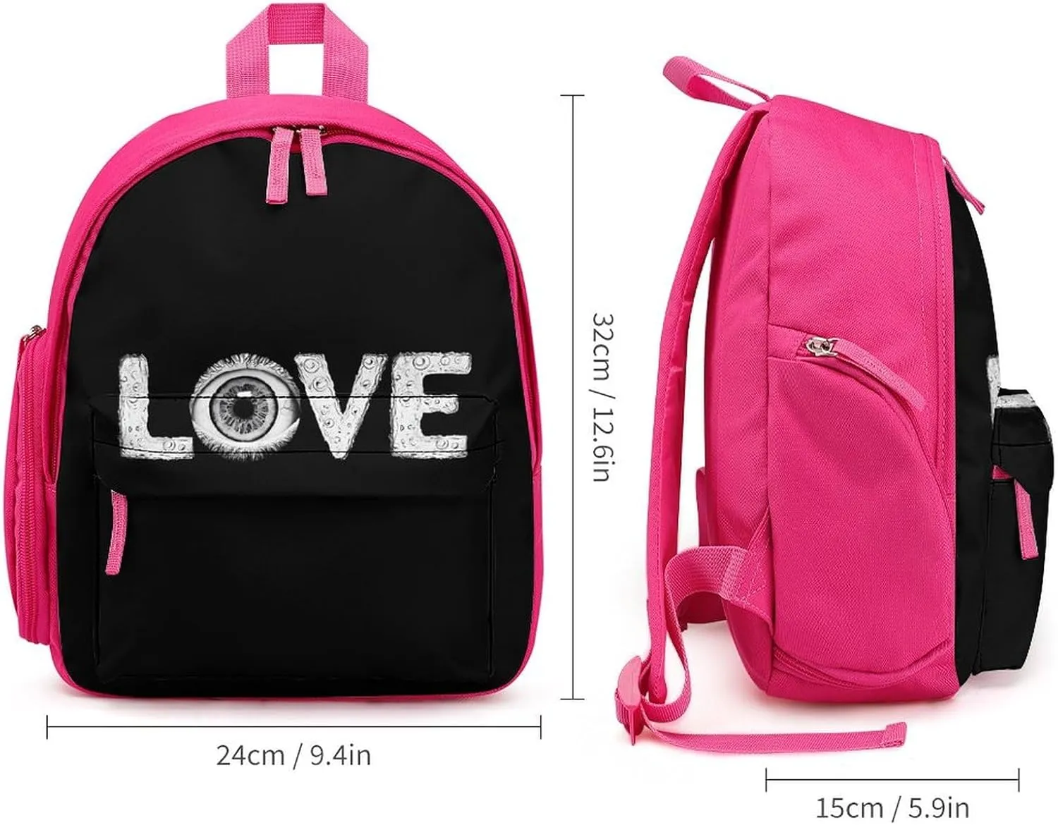 Love Horror Eyeballs Cute Backpack Basic Adjustable Bag Simple Small Daypack Camping Park Pink-style
