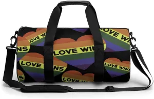 Love Wins Small Gym Bag for Men Women Swim Dance Travel Tote Duffle Bags with Shoulder Strap, style