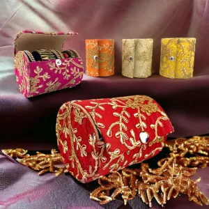 LOVENSPIRE Bangle Organizing Box for Women and Girls Bulk Assorted Jewellery Storage Bag Beautiful Embroidered Bangle Case Indian Pakistani Wedding Favor Bridesmaid Gift