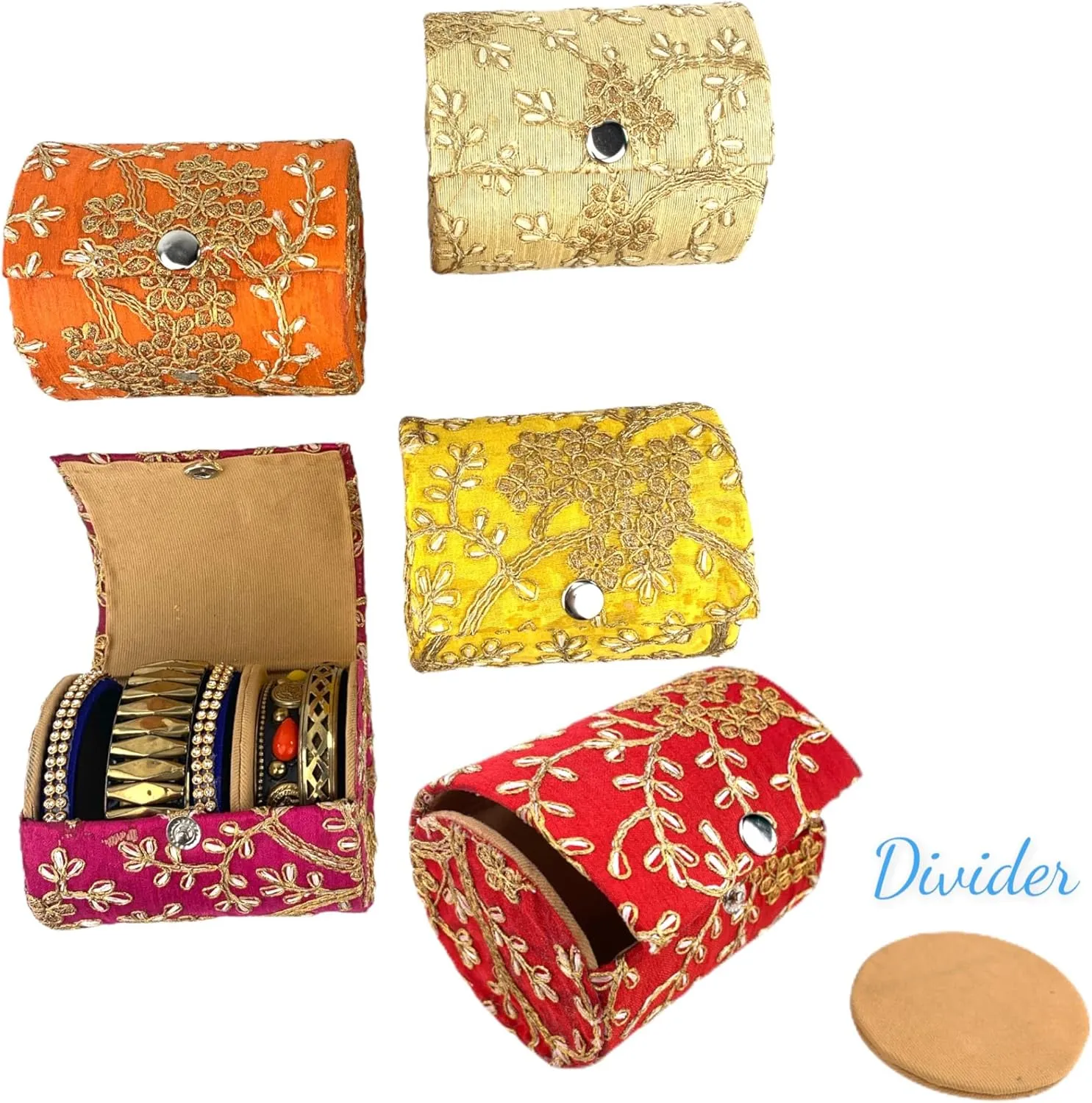 LOVENSPIRE Bangle Organizing Box for Women and Girls Bulk Assorted Jewellery Storage Bag Beautiful Embroidered Bangle Case Indian Pakistani Wedding Favor Bridesmaid Gift