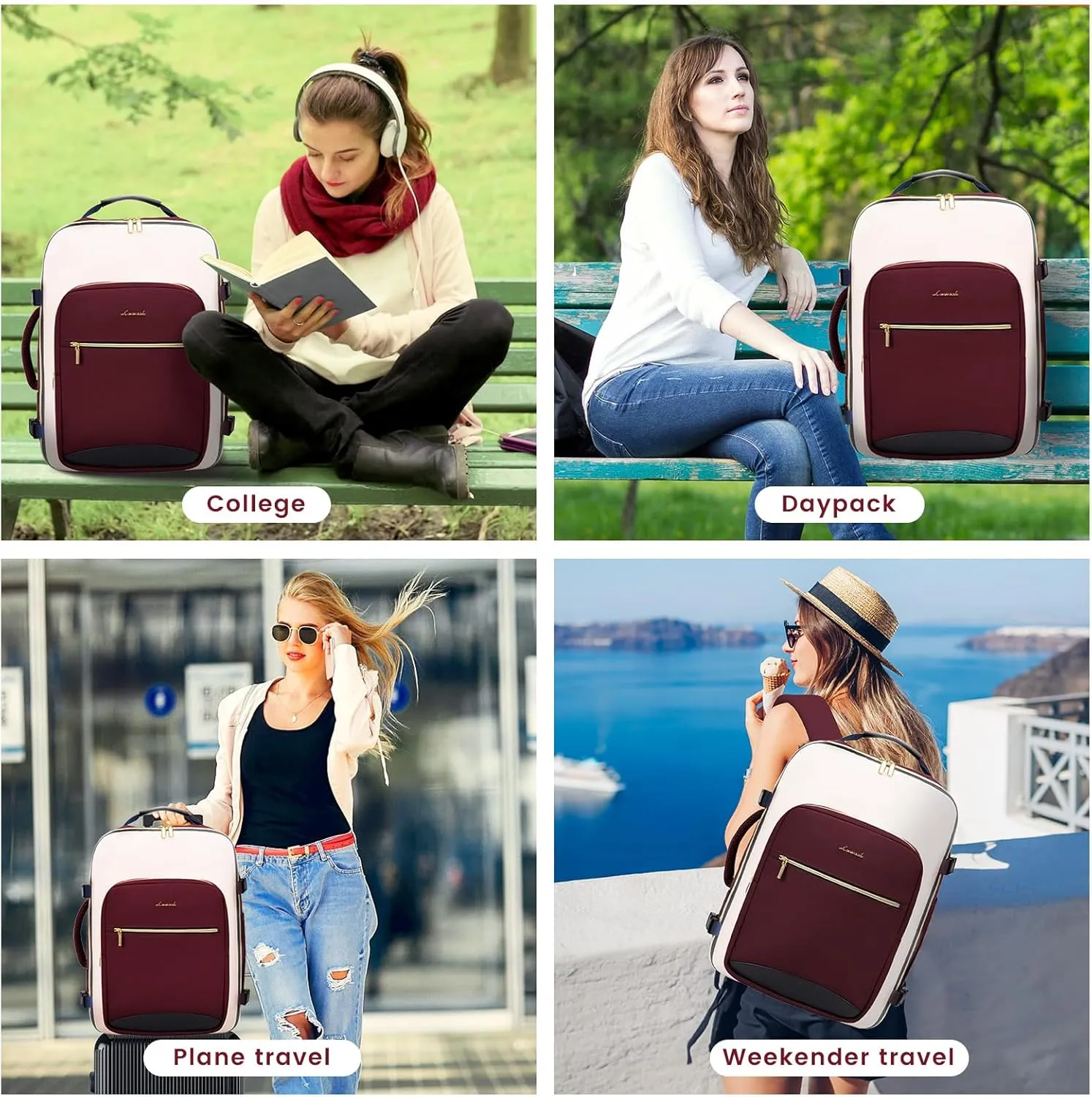 LOVEVOOK 40L Large Travel Backpack for Women Men, 17 Inch Carry on Backpack for Traveling on Airplane, Personal Item Travel Bag Airline Approved, Business Causal Weekender Backpacks
