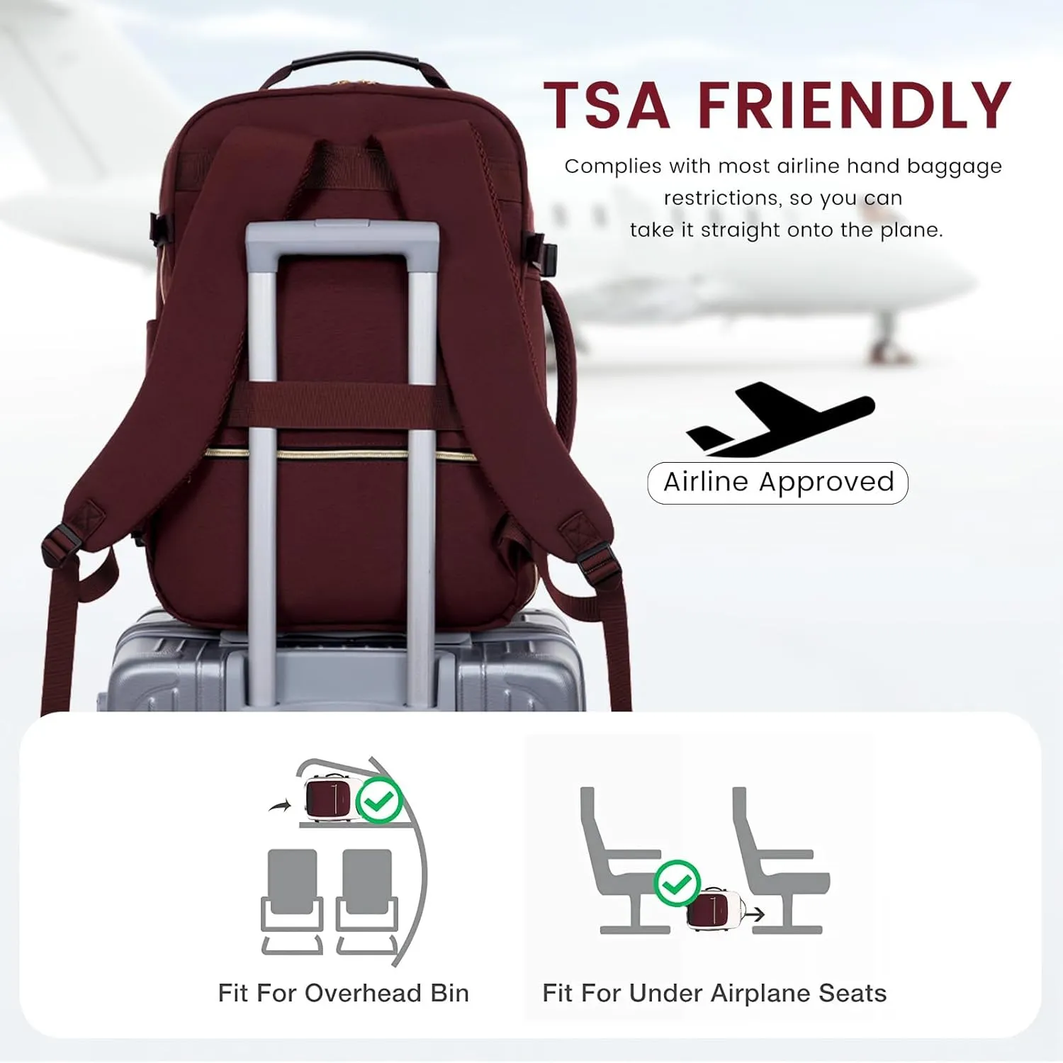 LOVEVOOK 40L Large Travel Backpack for Women Men, 17 Inch Carry on Backpack for Traveling on Airplane, Personal Item Travel Bag Airline Approved, Business Causal Weekender Backpacks