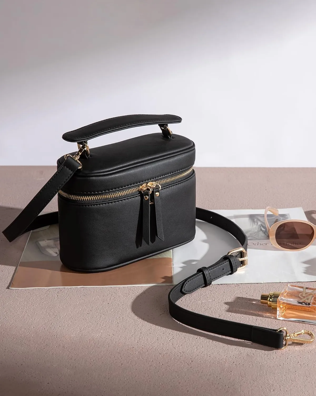 LOVEVOOK Crossbody Bag for Women, Top Handle Shoulder Pouch Purse Small PU Leather Satchel Handbag, Flap Box Bag for Ladies
