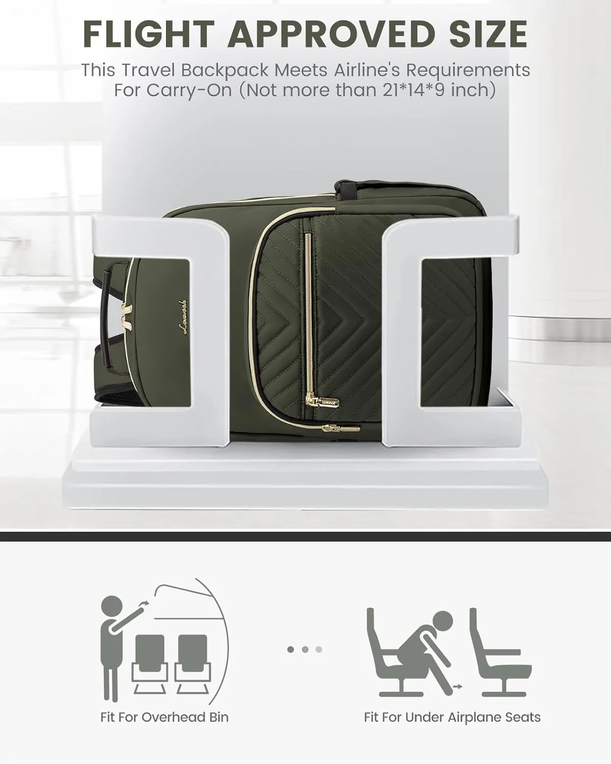 LOVEVOOK Laptop Backpack Purse for Women, Work Business Travel Computer Bags, College Nurse Backpack for Womens, Quilted Casual Daypack with USB Port, Fit 15.6 Inch Laptop, Army Green
