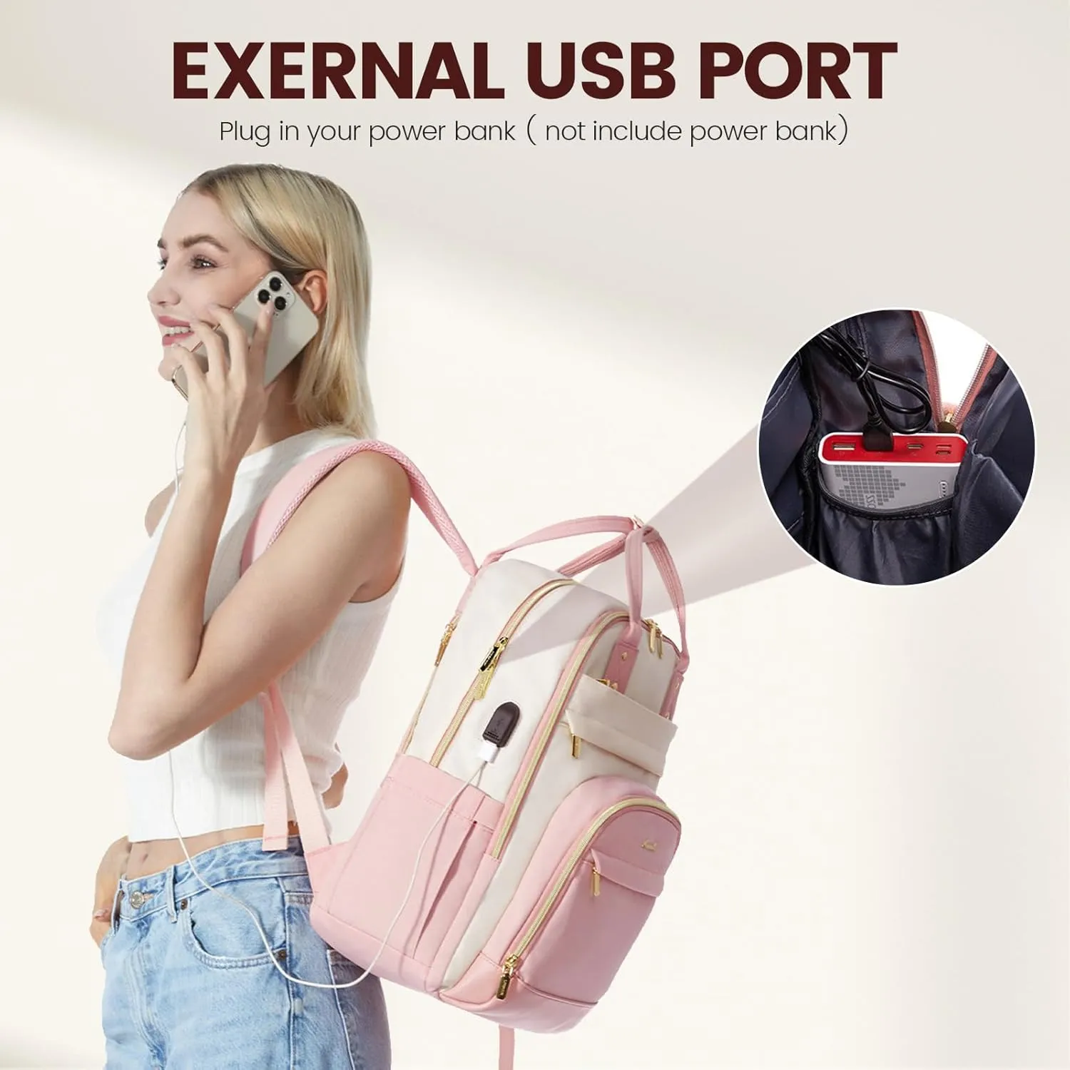 LOVEVOOK Laptop Backpack Women,Large Capacity 15.6 inch Laptop Bag Travel Backpack for Women,Computer Work College Teacher Backpacks with USB Port,Waterproof Personal Item Backpack Casual Daypack