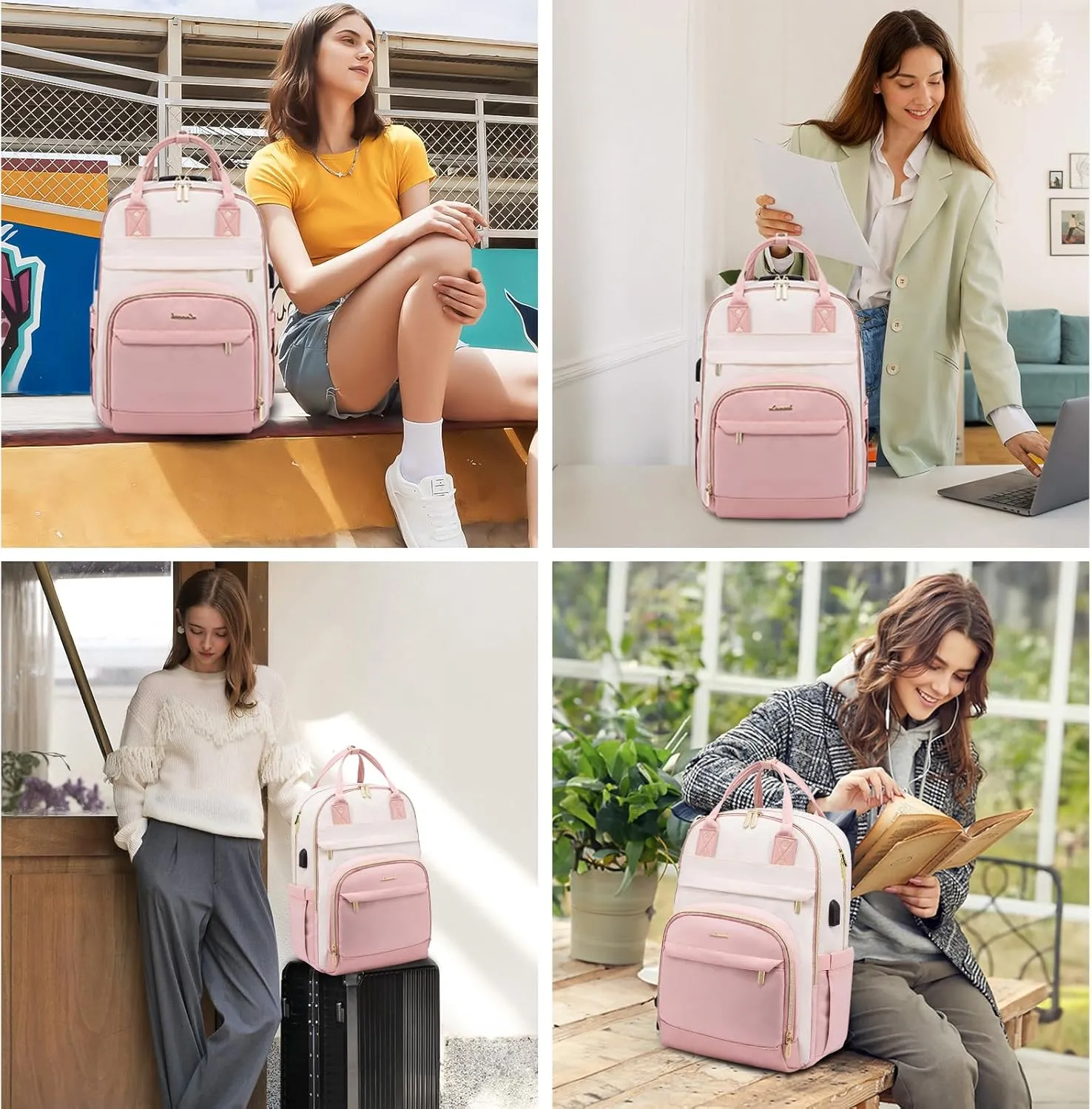 LOVEVOOK Laptop Backpack Women,Large Capacity 15.6 inch Laptop Bag Travel Backpack for Women,Computer Work College Teacher Backpacks with USB Port,Waterproof Personal Item Backpack Casual Daypack