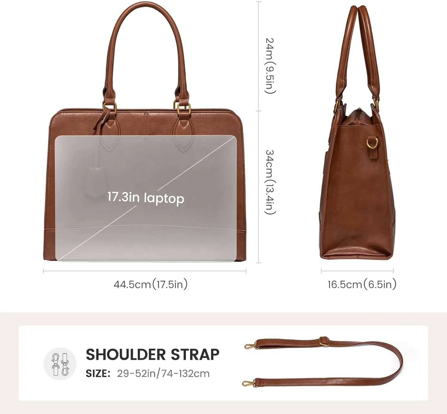 LOVEVOOK Laptop Tote Bag for Women, Vintage Leather Purse, Computer Briefcase, Waterproof Messenger Handbag Satchel Case