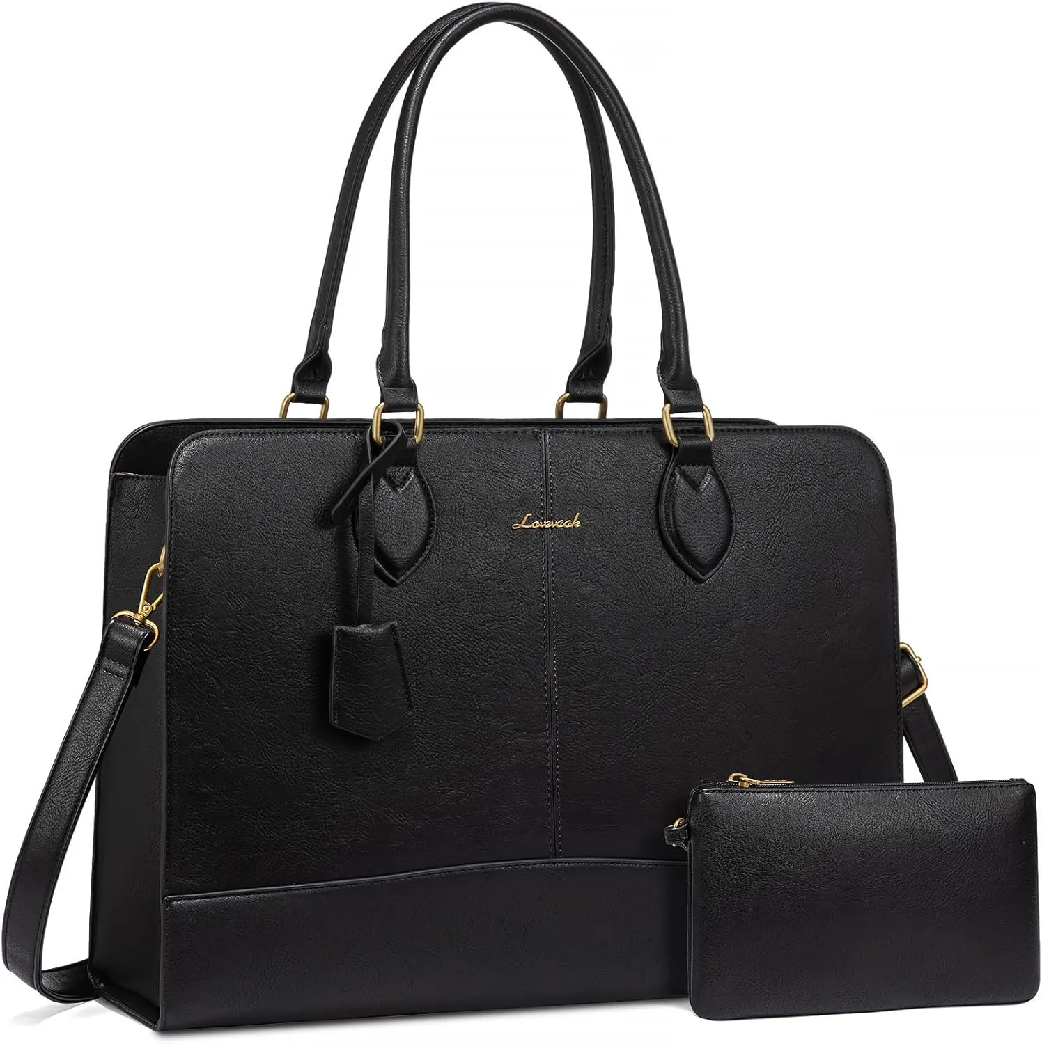 LOVEVOOK Laptop Tote Bag for Women, Vintage Leather Purse, Computer Briefcase, Waterproof Messenger Handbag Satchel Case