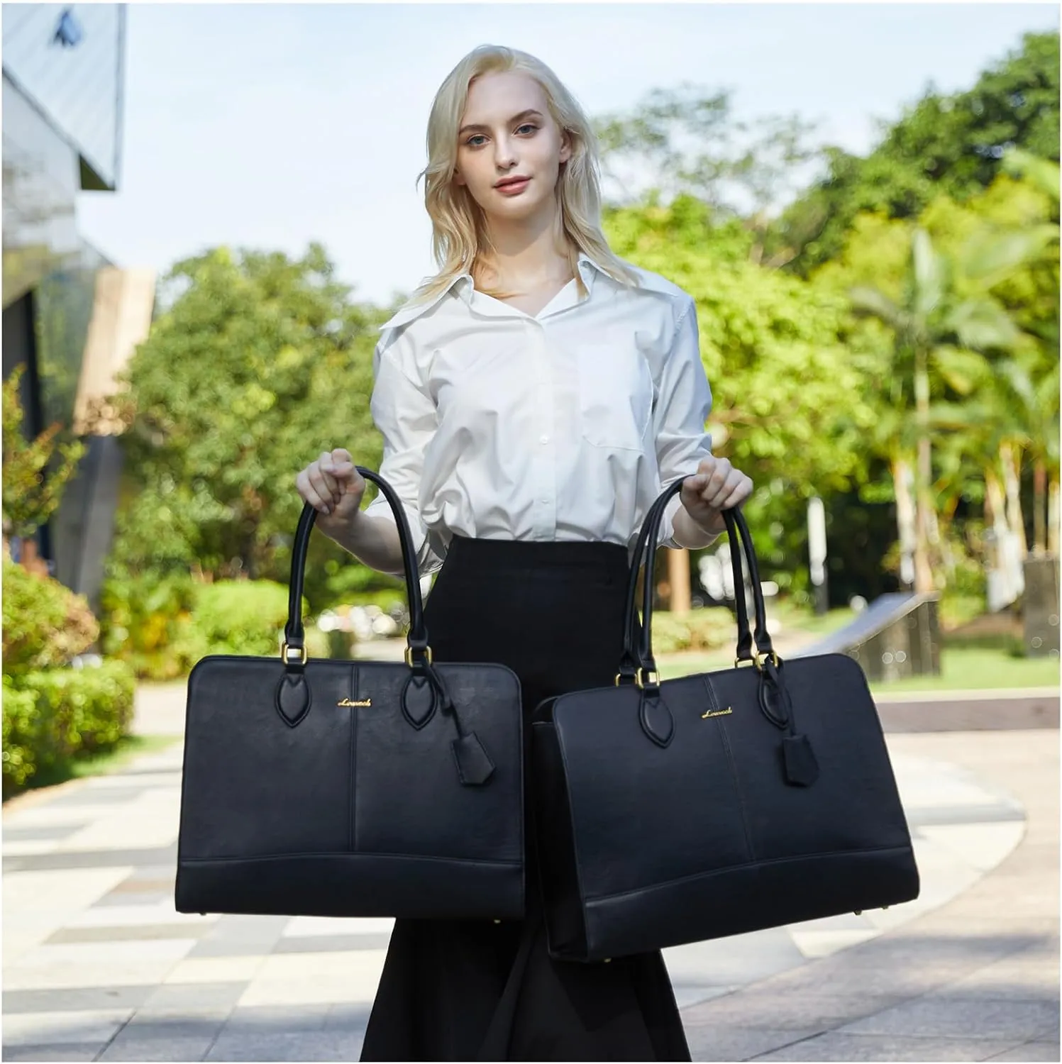 LOVEVOOK Laptop Tote Bag for Women, Vintage Leather Purse, Computer Briefcase, Waterproof Messenger Handbag Satchel Case