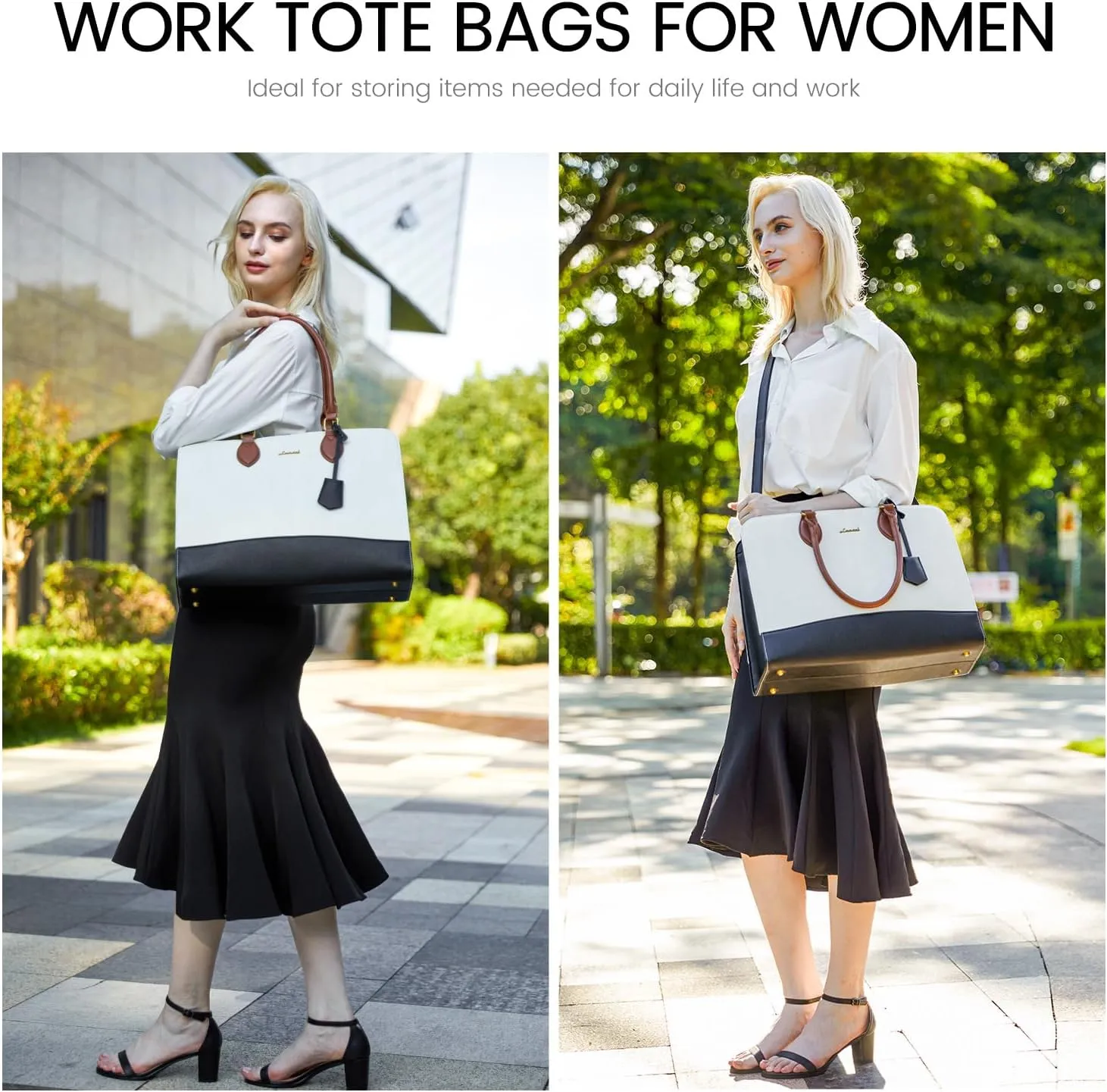 LOVEVOOK Laptop Tote Bag for Women, Vintage Leather Purse, Computer Briefcase, Waterproof Messenger Handbag Satchel Case