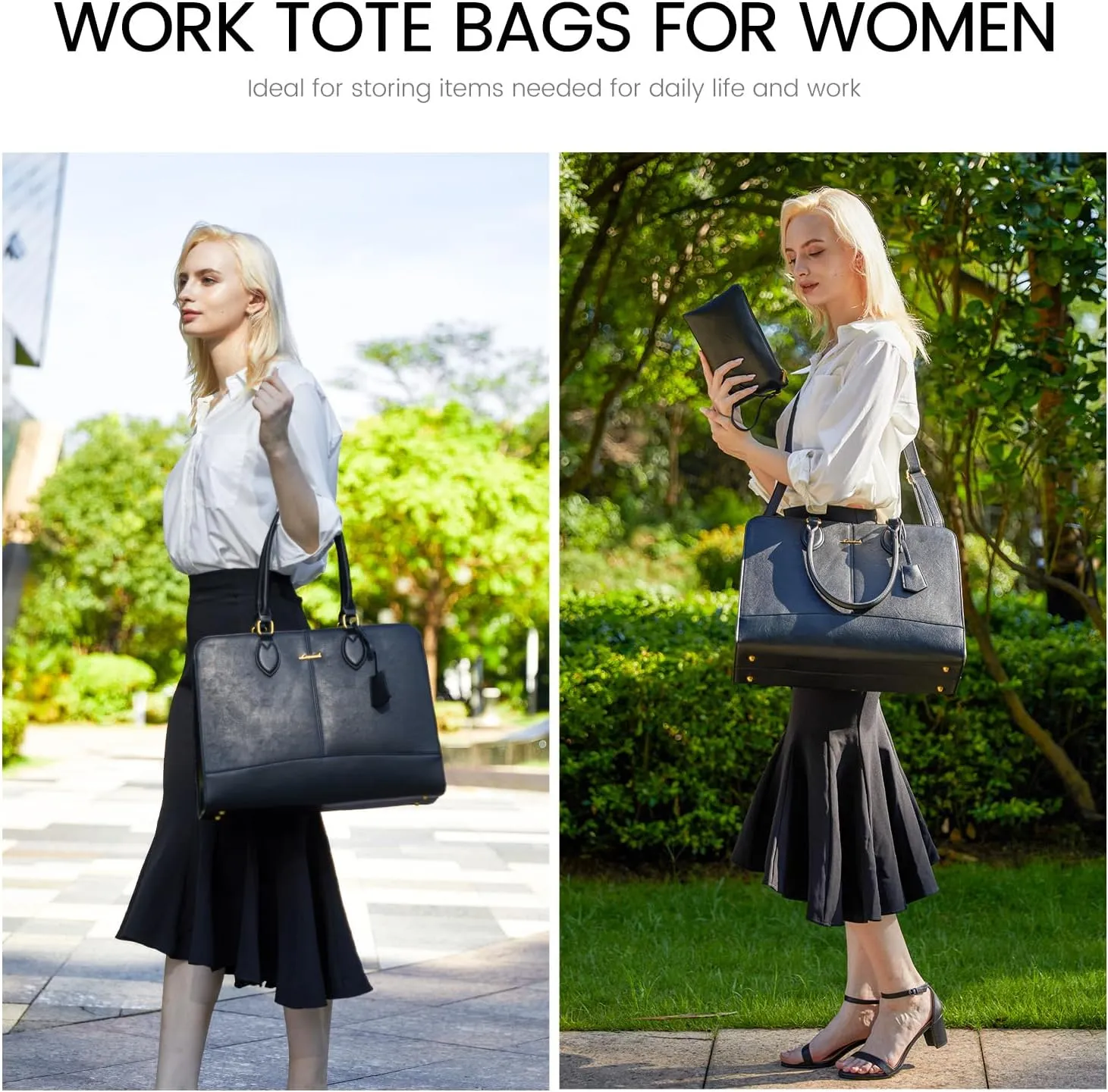 LOVEVOOK Laptop Tote Bag for Women, Vintage Leather Purse, Computer Briefcase, Waterproof Messenger Handbag Satchel Case