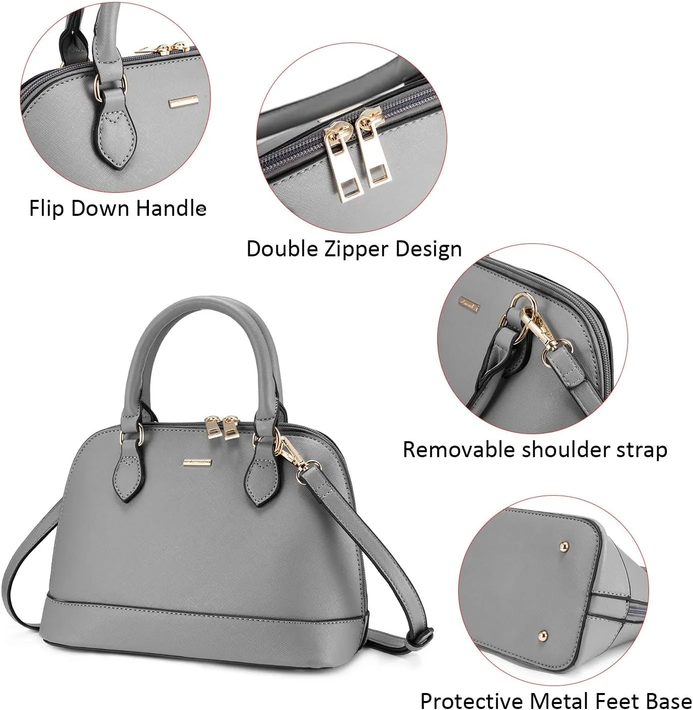 LOVEVOOK Purse for Women Small Crossbody Bags Classic Double Zip Top Handle Dome Satchel Bag