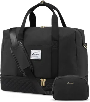 LOVEVOOK Travel Duffel Bag, 18inch Weekender Bags for Women with Shoe Compartment，35L Carry on Overnight Bag with Toiletry Bag, Gym Duffel Bag with Wet Pocket, Hospital Bags for Labor and Deliver