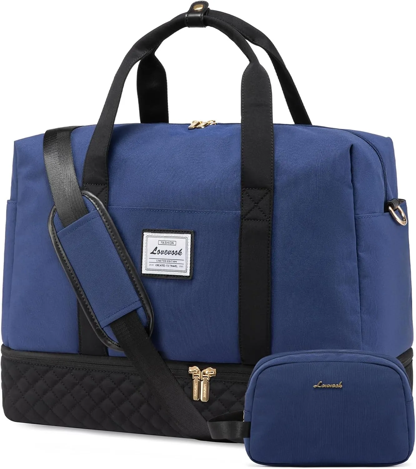 LOVEVOOK Travel Duffel Bag, 18inch Weekender Bags for Women with Shoe Compartment，35L Carry on Overnight Bag with Toiletry Bag, Gym Duffel Bag with Wet Pocket, Hospital Bags for Labor and Deliver