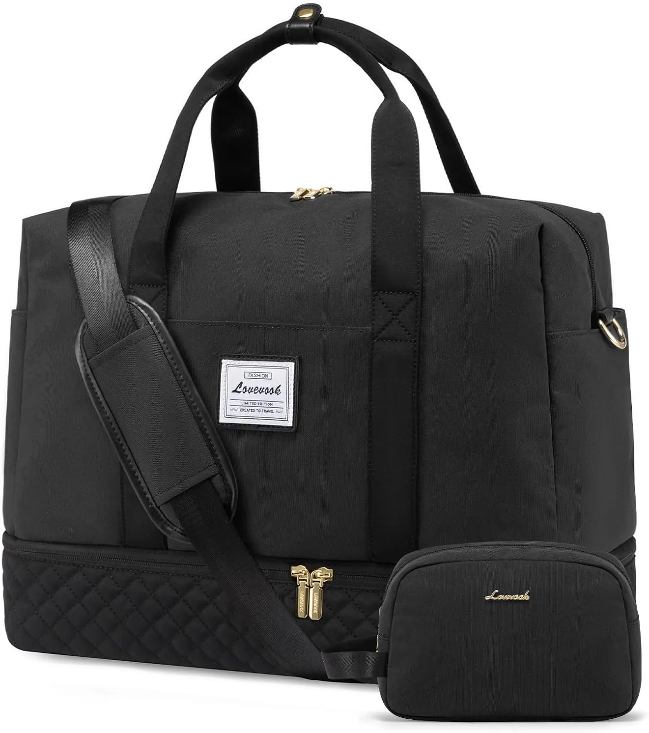 LOVEVOOK Travel Duffel Bag, 18inch Weekender Bags for Women with Shoe Compartment，35L Carry on Overnight Bag with Toiletry Bag, Gym Duffel Bag with Wet Pocket, Hospital Bags for Labor and Deliver