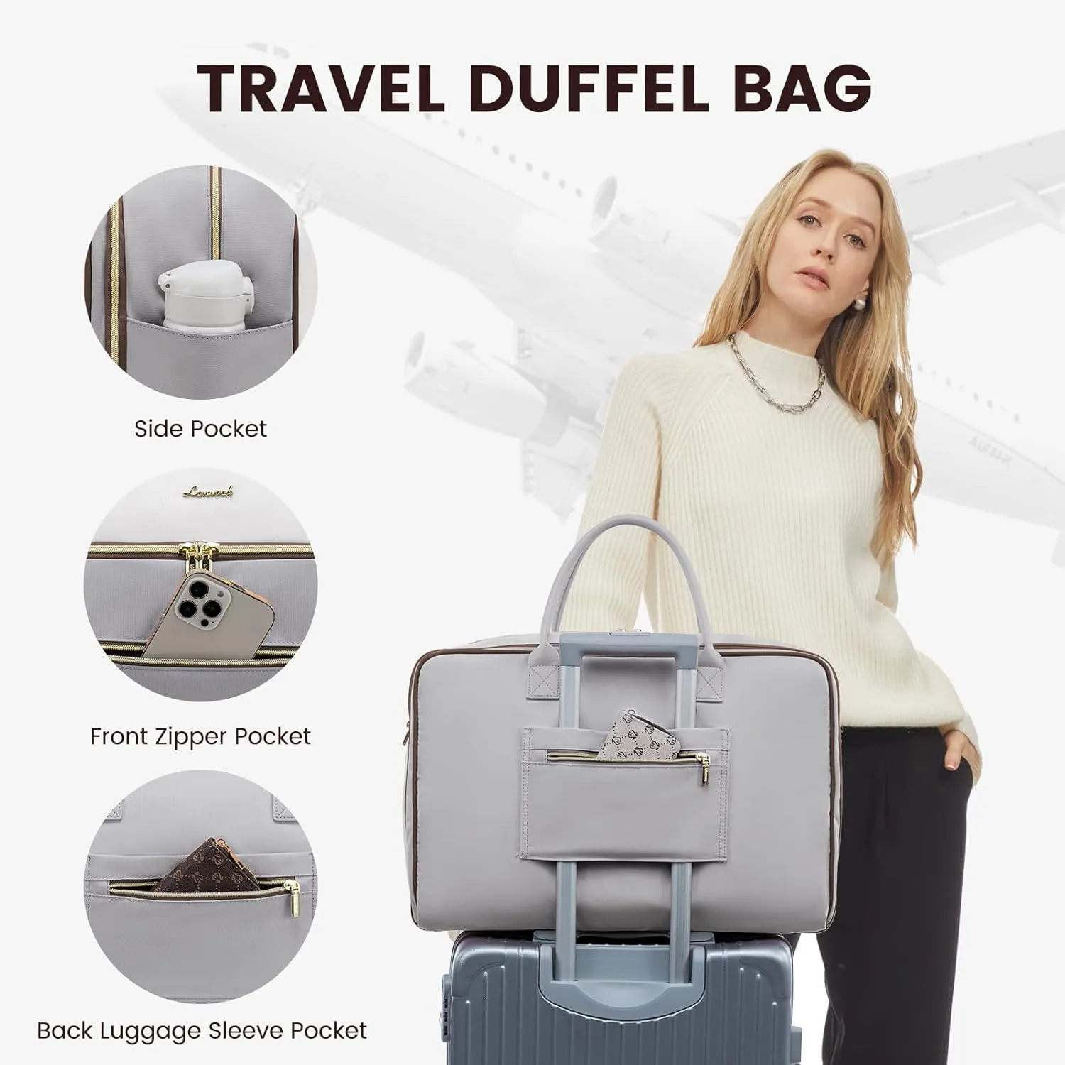 LOVEVOOK Travel Duffel Bag,Weekender Bags for Women,Overnight Bag with Wet Pocket,Hospital Bag for Labor and Delivery