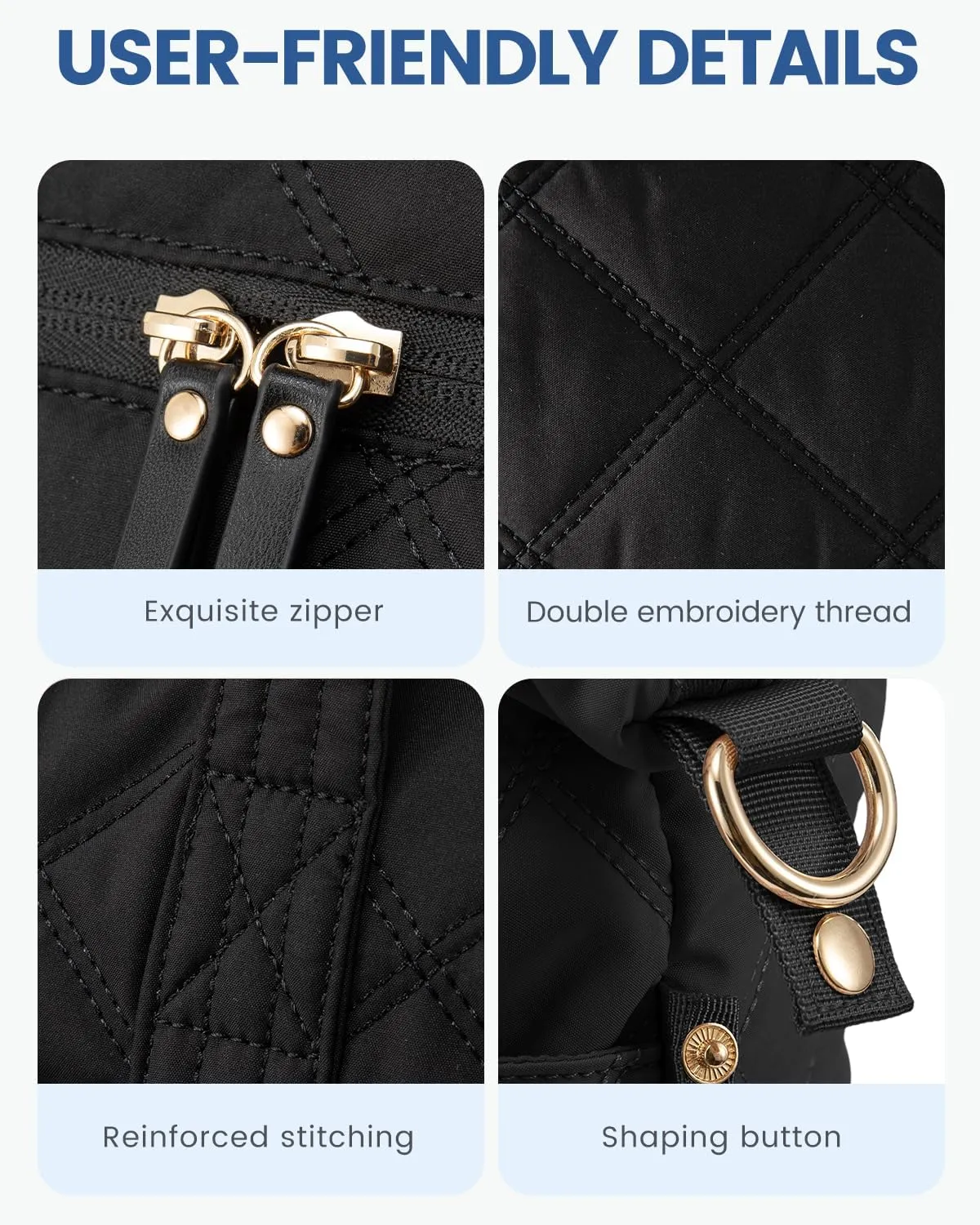 LOVEVOOK Travel Duffle Bag, Lightweight Weekender Bags for Women with Shoe Compartment, Puffer Gym Bag Personal Item Travel Bag, Quilted Overnight Bags and Hospital Bag for Labor and Delivery, Black