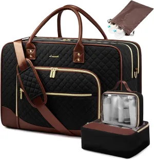 LOVEVOOK Women's Weekender Bag - Carry-On with Laptop Compartment, Shoe & Toiletry Bags (4Pc Set)