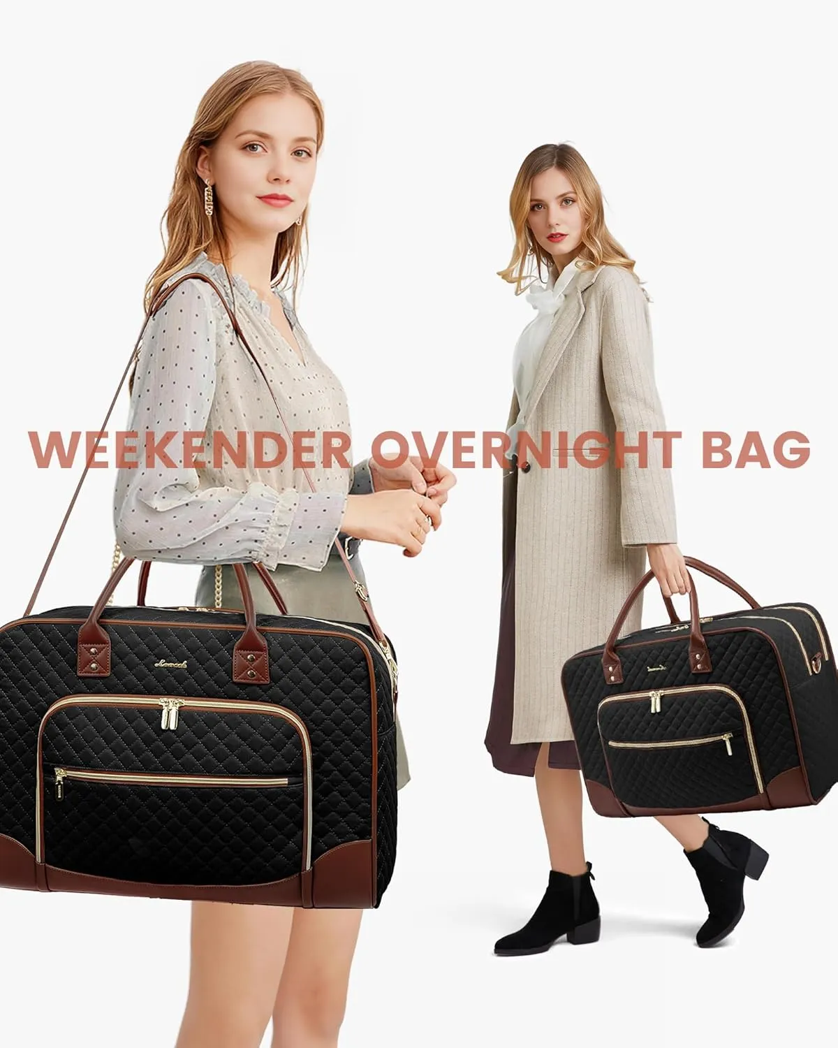 LOVEVOOK Women's Weekender Bag - Carry-On with Laptop Compartment, Shoe & Toiletry Bags (4Pc Set)