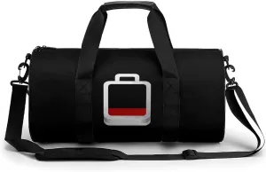 Low Battery Gym Bag Cylindrical Sports Bag Travel Duffel Bag with Shoulder Strap