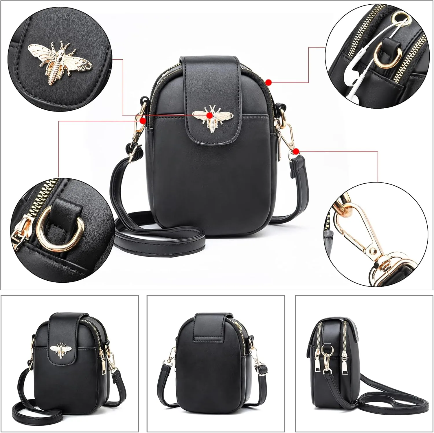LoZoDo Small Crossbody Bags for Women Trendy Leather Purses and Handbags Designer Cell Phone Bag Wallet Purse with Wide Strap