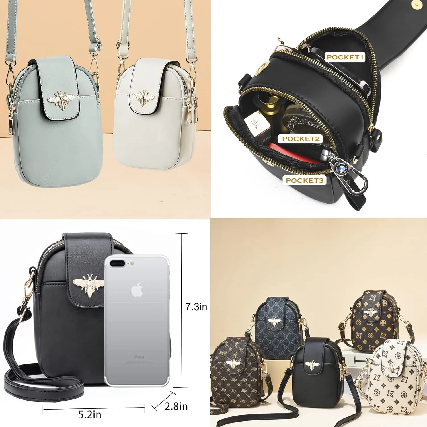 LoZoDo Small Crossbody Bags for Women Trendy Leather Purses and Handbags Designer Cell Phone Bag Wallet Purse with Wide Strap