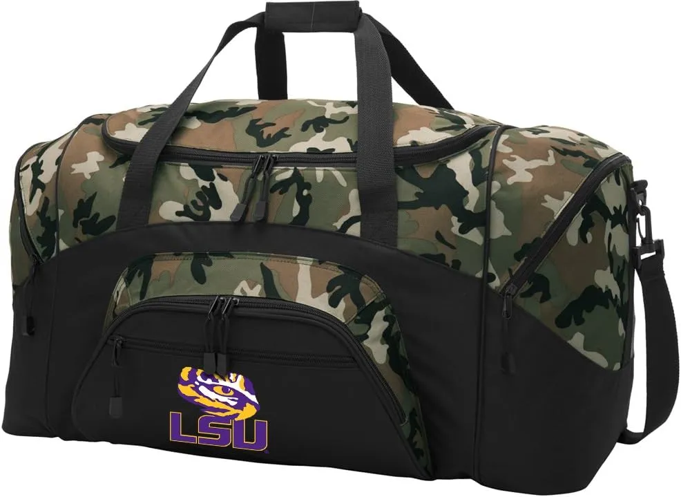 LSU Tigers Duffle Bag Louisiana State University Large Duffel Bag Suitcase (Camo)