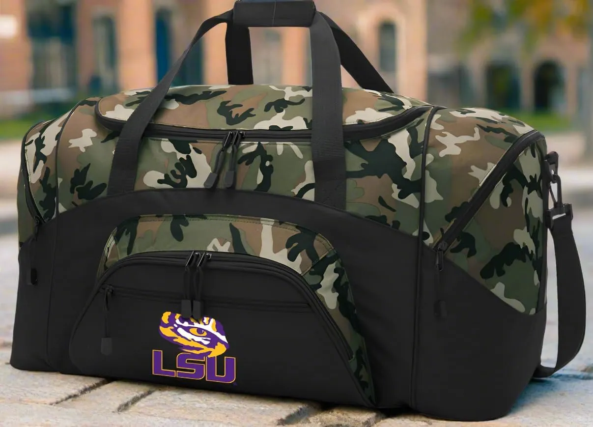 LSU Tigers Duffle Bag Louisiana State University Large Duffel Bag Suitcase (Camo)
