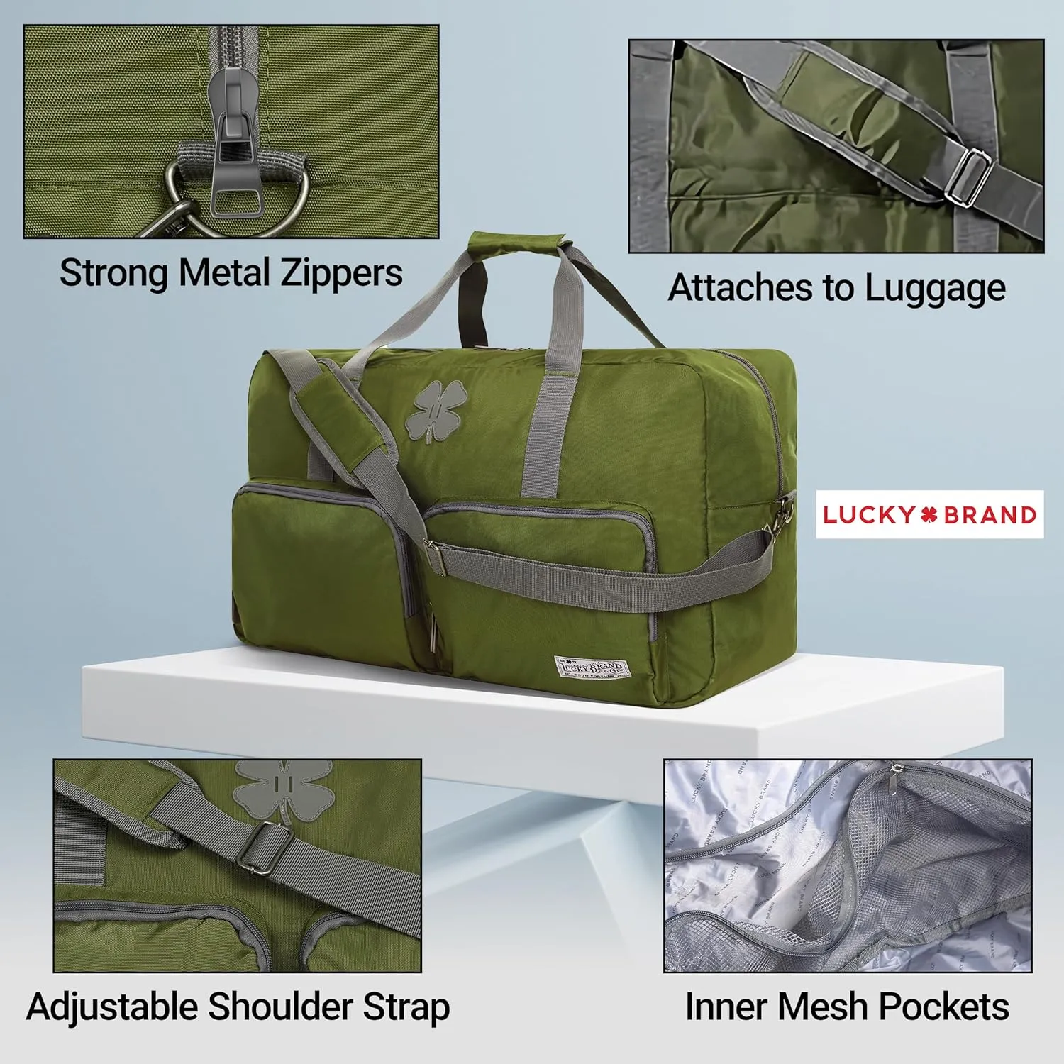 Lucky Travel Duffel Bags 115L, Gym Bag, Travel Bag & Large Duffle Bag for Men, Foldable Overnight Weekender Bags for Women & Men with Adjustable Shoulder Strap, Loden Green