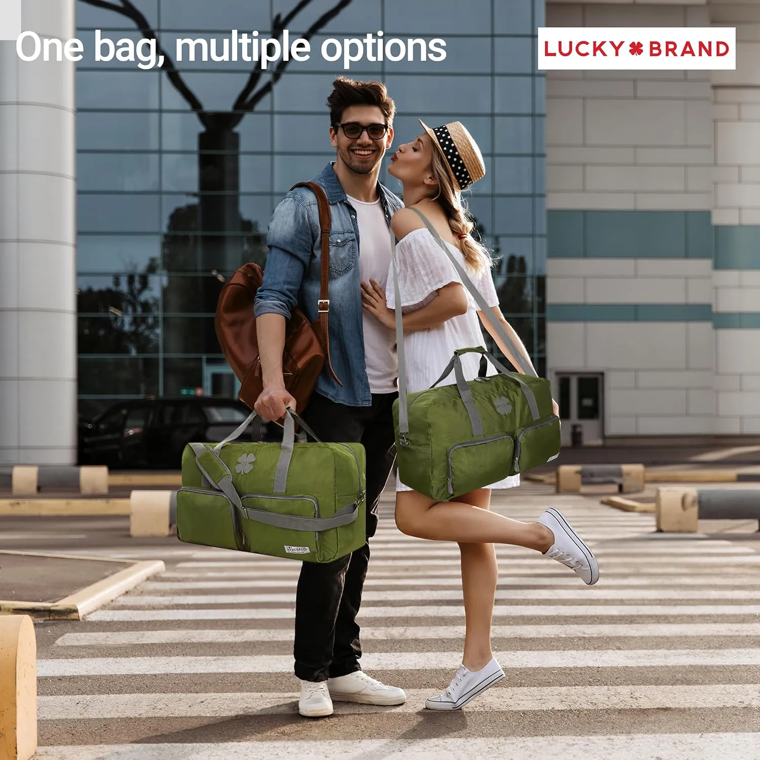Lucky Travel Duffel Bags 115L, Gym Bag, Travel Bag & Large Duffle Bag for Men, Foldable Overnight Weekender Bags for Women & Men with Adjustable Shoulder Strap, Loden Green