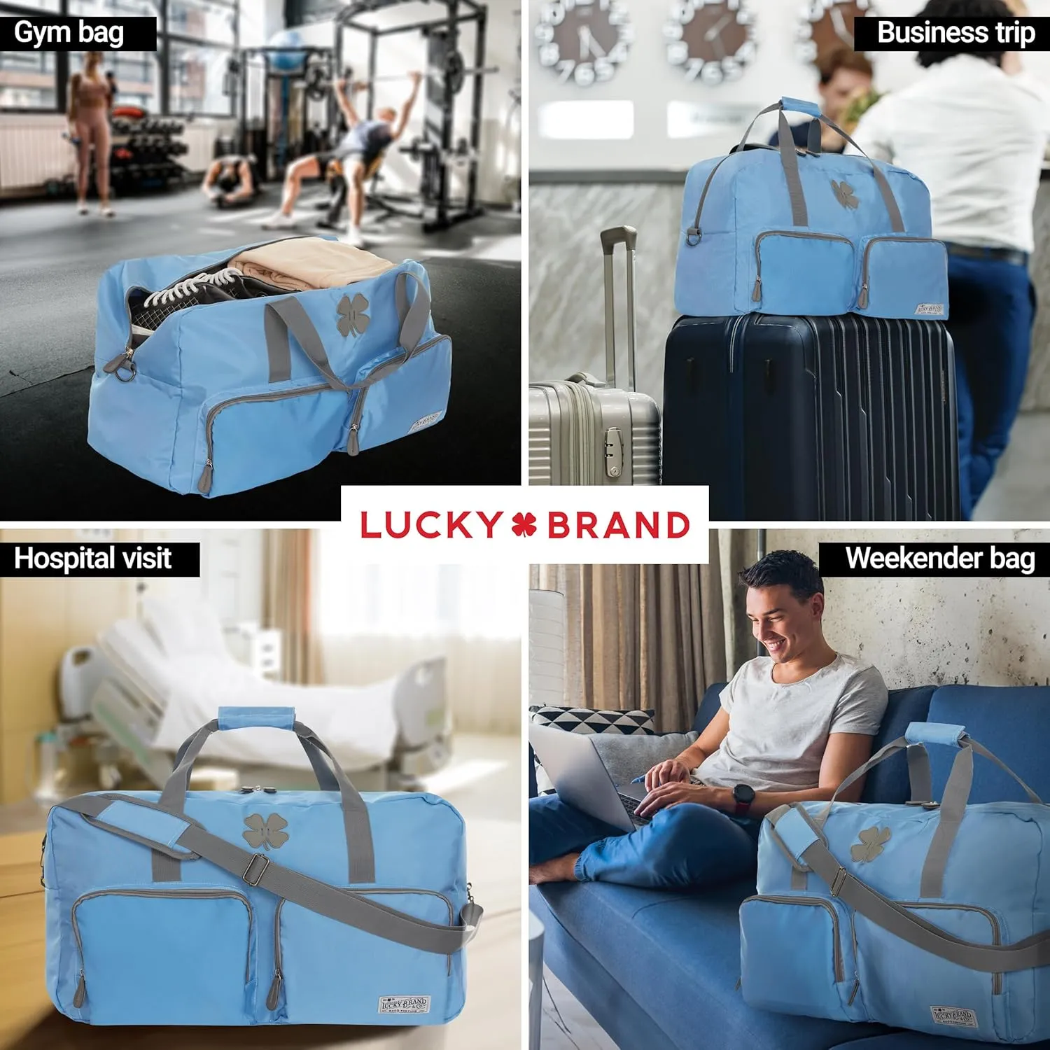 Lucky Travel Duffel Bags 65L, Gym Bag, Travel Bag & Large Duffle Bag for Men, Foldable Overnight Weekender Bags for Women & Men with Adjustable Shoulder Strap,