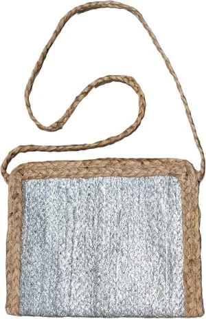 Luna Jute Crossbody Bag Metallic Print Bohemian Hipster Beach Wedding Natural Boho Summer Handcrafted in India Handbag