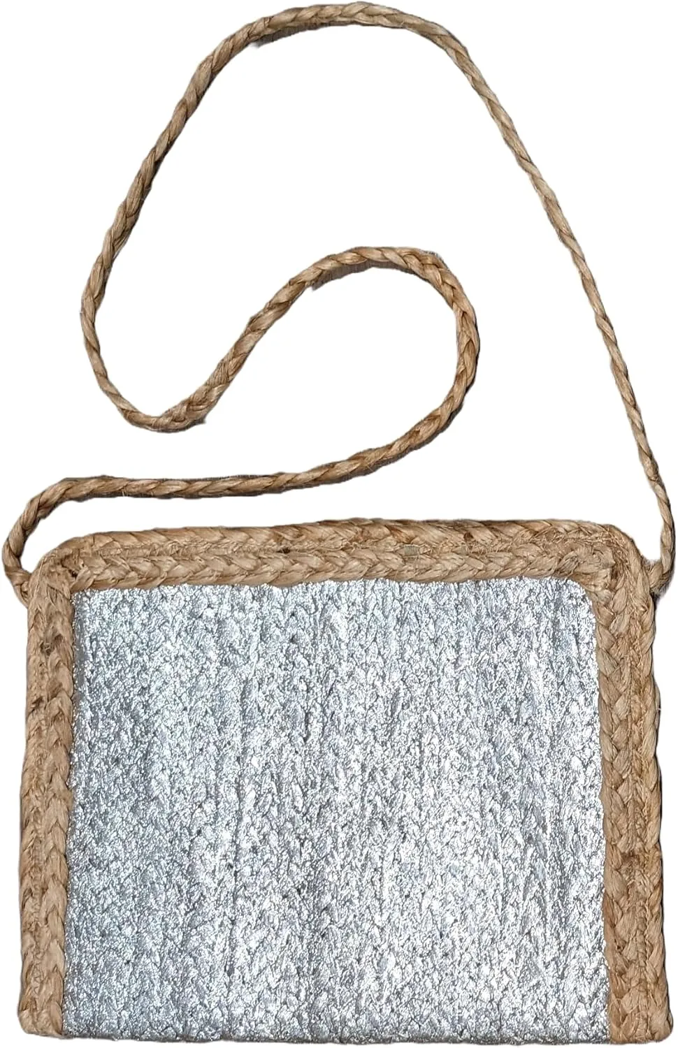 Luna Jute Crossbody Bag Metallic Print Bohemian Hipster Beach Wedding Natural Boho Summer Handcrafted in India Handbag
