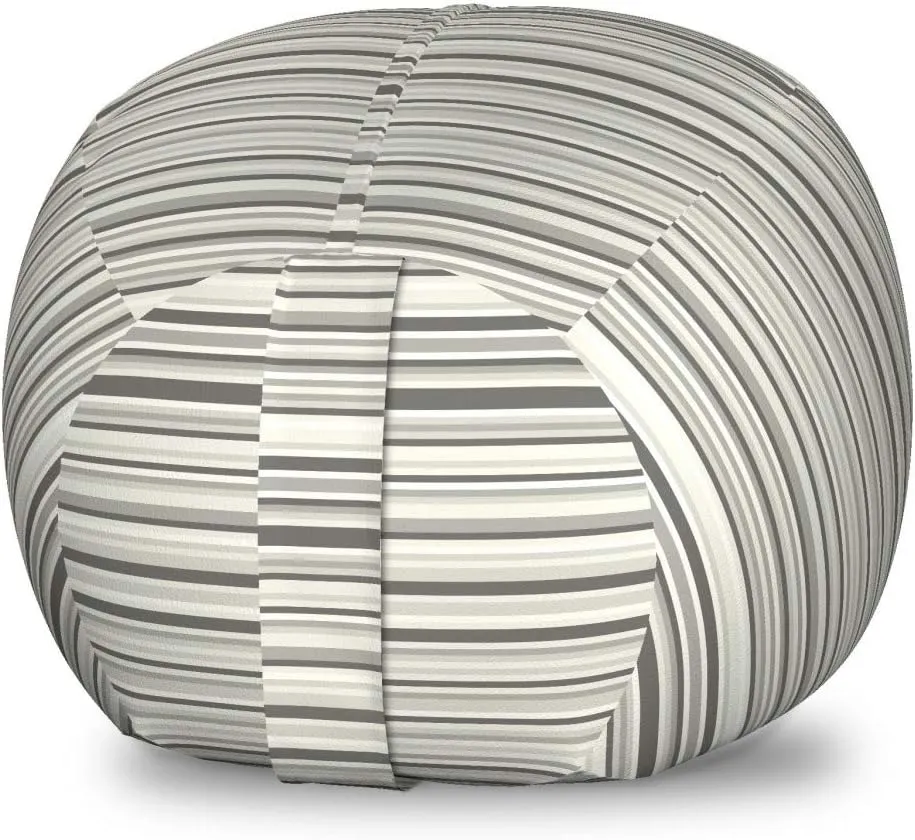 Lunarable Striped Storage Toy Bag Chair, Abstract Lines in Earthen Tones Simplistic Chevron Vain Uniform Ranks Blaze Print, Stuffed Animal Organizer Washable Bag, Small Size, Green Grey