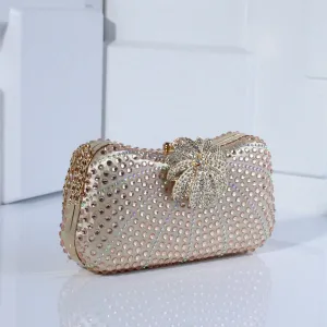Luxurious Evening Clutch with Fashion Rhinestones and Crystals for Women - Chain Strap Shoulder Bag or Evening Purse