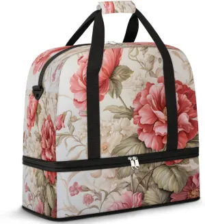 Luxurious Floral Tapestry Travel Duffel Bag, Travel Essentials, Gym Bag for Women, Weekender Overnight Bag With Shoes Compartment, Carry On Bags for Airplanes
