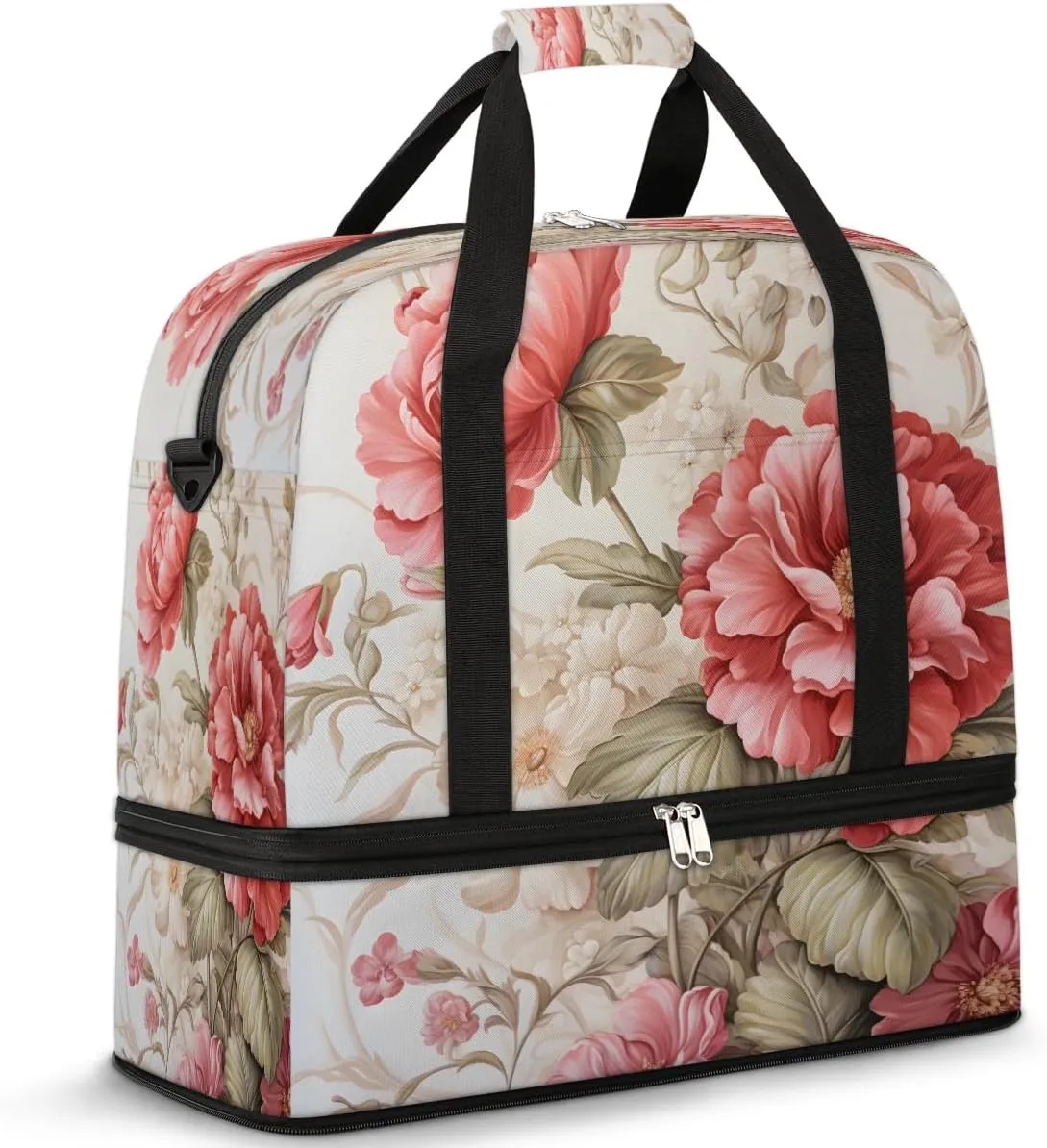 Luxurious Floral Tapestry Travel Duffel Bag, Travel Essentials, Gym Bag for Women, Weekender Overnight Bag With Shoes Compartment, Carry On Bags for Airplanes