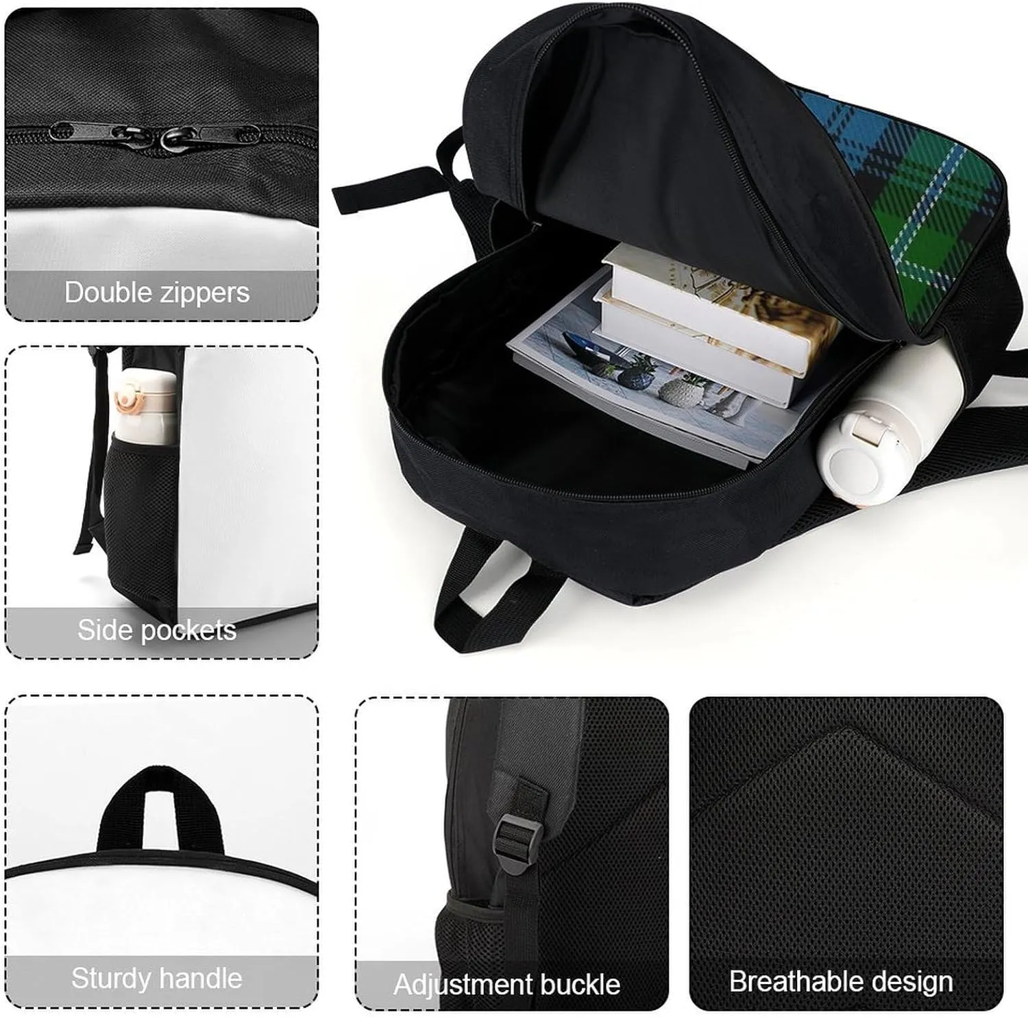 Lyon Clan Family Tartan Backpack Lightweight Waterproof Backpacks Laptop Backpack for Unisex Casual Travel Daypacks Large Capacity