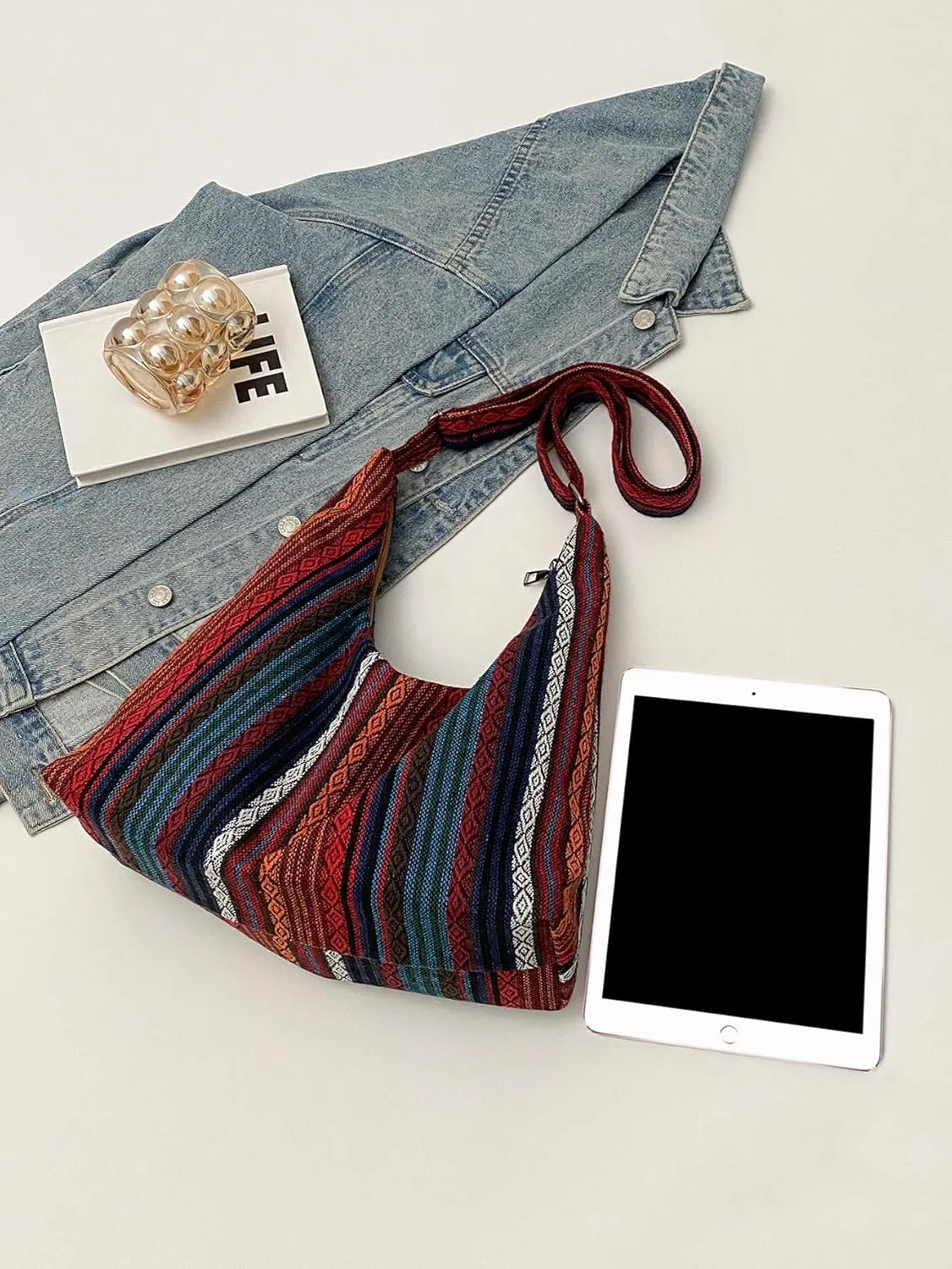 MakeMeChic Women's Hippie Shoulder Handbag Hobo Sling Bags with Adjustable Strap