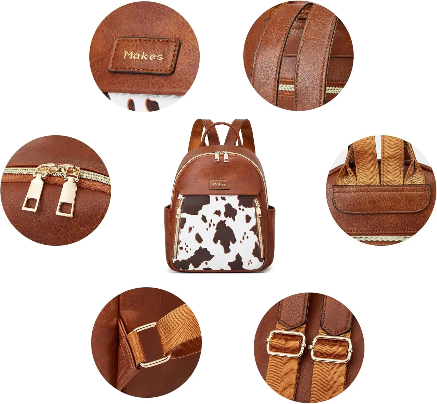 Makes Mini Backpack for Women, Stylish Daypack Purse Handbag Small Casual Daily Travel Bag, Lady Girls Gifts for Work School, 2pcs Sets